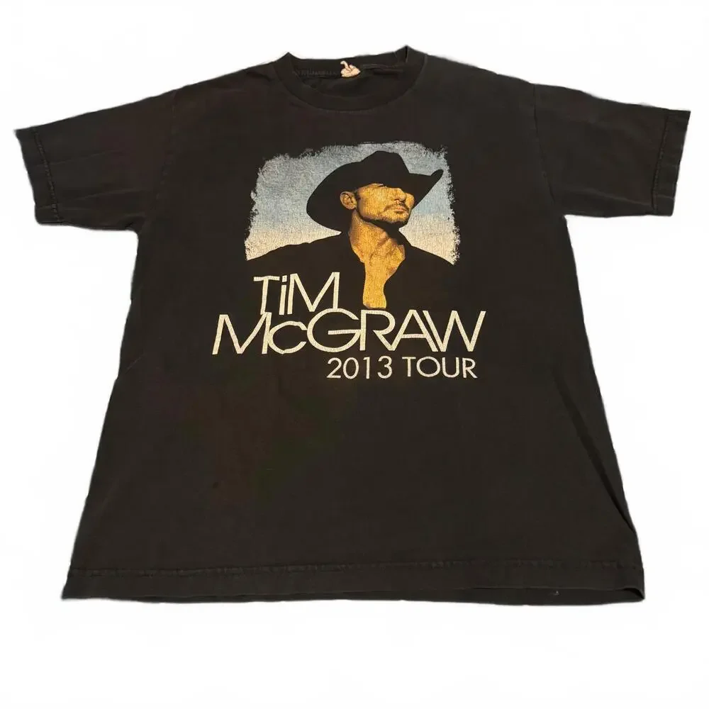 Tim McGraw 2013 Tour T Shirt Delta Pro Weight Black Country Concert Tee L